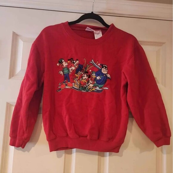 Vintage Disney red Mickey Mouse and Friends embroidered sweatshirt child L - Picture 1 of 5